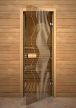 Стеклянная дверь для сауны Акма Волна 1900х700 бронзовая