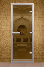 Стеклянная дверь для хаммама Aldo 1900х700 бронзовая